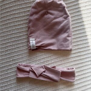 Pink Baby Hat and Headband Set newborn